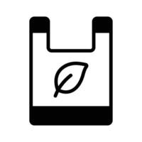 Ready to use glyph style icon depicting eco bag with leaf on it. vector