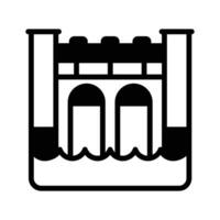 A unique glyph icon of dam generating hydropower flow. vector