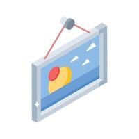 Trendy isometric style icon of framed hanging painting vector