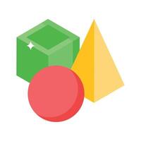 Trendy isometric icon of abstract geometric shapes vector