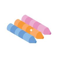 A modern isometric icon of colourful wax crayons vector