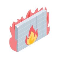 Visually engaging isometric icon of firewall protection vector