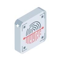 Grab this isometric style icon of fingerprint scan panel vector