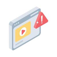 Easy to edit isometric icon of website error interface vector
