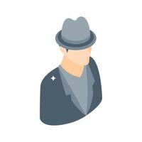 A modern isometric icon of detective person with hat vector