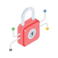 Well crafted isometric icon of network security lock vector