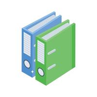 Easy to edit isometric icon of labeled binders archive vector