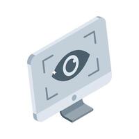 A captivating isometric icon of digital eye scan vector