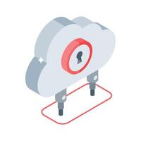 Premium isometric style icon of private cloud access vector