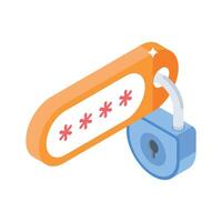A customizable isometric icon of a password login lock vector