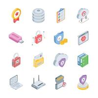 Get this handy bundle of data privacy and gdpr isometric icons vector