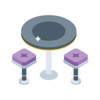 Premium 3d style icon of wooden cafe table vector