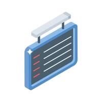 A modern 3d style icon of hanging signage board vector