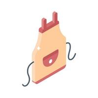 Trendy 3d style icon of brown cafe apron vector