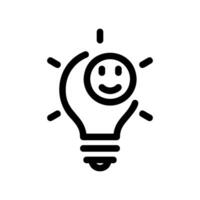 Happy Light Bulb Icon with a Smile, Representing a Great Idea vector