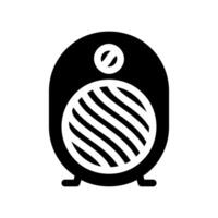 Solid black icon of a portable electric fan heater for warmth vector