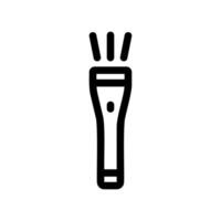 Detailed line art icon of a modern flashlight shining brightly vector