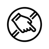 Forbidden action icon showing a hand and a crossed out circle vector