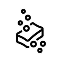 Line art icon of a lathering bar of soap with floating bubbles vector