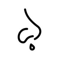 Line art icon of a runny nose, a common cold or allergy symptom vector