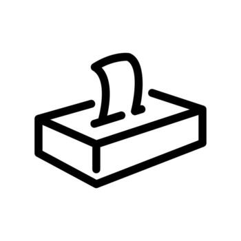 Outline icon of a tissue box with a paper napkin pulled out vector