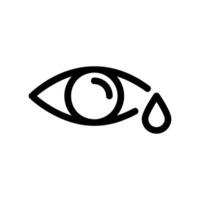 Line art icon of a watery eye with a teardrop, an allergy symptom vector