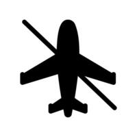 Black silhouette icon of a canceled flight with a strike through line vector