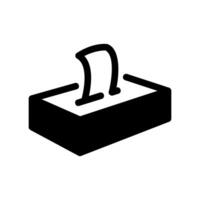 Black icon of a tissue box with a single napkin pulled out vector