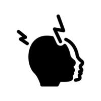 Headache symptom icon with lightning bolts on a person s head vector