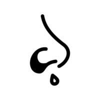 Runny nose icon showing a drip, a common cold or allergy symptom vector