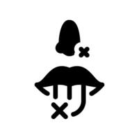 Loss of taste and smell symptom icon with crossed out senses vector