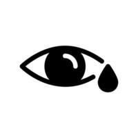 Watery eye icon with a teardrop, representing irritation or allergy vector