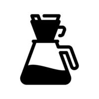 Black icon of a pour over coffee dripper set on a glass carafe vector