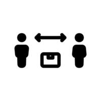 Contactless delivery icon showing social distancing between people vector