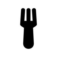 Simple three pronged fork silhouette against a clean white background, ideal for menu icons vector
