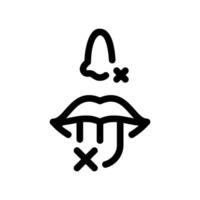Line Icon Representing the Loss of Smell and Taste Senses vector