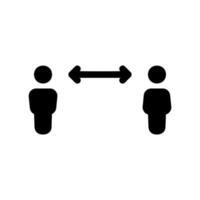 Two People Figures with Distance Arrow for Social Distancing Reminder vector