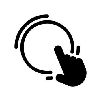 Finger touching circular area, symbolizing a click or tap gesture vector