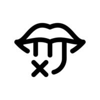 Pictogram showing stylized lips with a forbidden symbol, indicating a taste disorder vector
