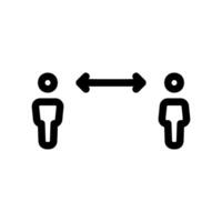 Two people with arrows, symbolizing social distancing or personal space vector