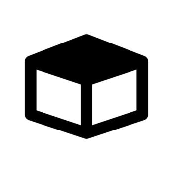 Solid black icon of a cuboid charcoal block for various uses vector