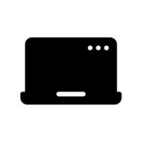 Classic black icon of an open laptop computer for work or study vector
