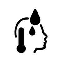 Head with thermometer and sweat symbolizing fever and illness vector