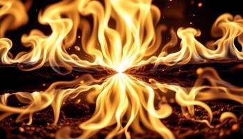 close up view of split flames crossing paths in a high temperature burn. photo