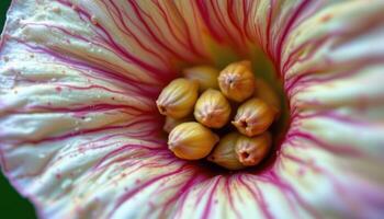 close up view of snapdragon flower seeds resting in seed capsule remains. photo
