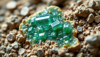 close up view of a polished garnierite specimen with minty green sheen. photo