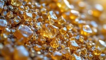 close up view of a druzy citrine formation with warm golden sparkle. photo