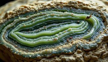 close up view of a polished jade boulder showing layers of green in various tonal shifts. photo