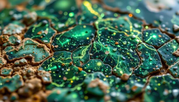 close up view of a polished aventurine stone with shimmering green sparkles from internal fuchsite inclusions. photo