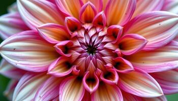 close up view of a dahlia flower showing geometric perfection in petal layers. photo
